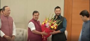 भाजपा मुख्यालयमा रास्वपा सभापति लामिछानेको भव्य स्वागत